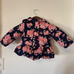 Navy Floral Baby Puffer Jacket